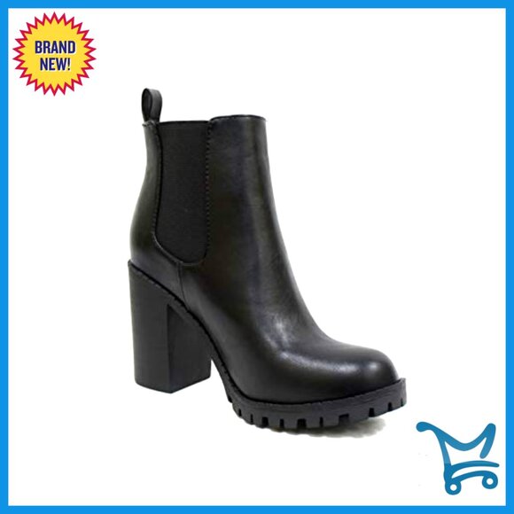 Ankle Boots with Lug Sole Platform Chunky Heel Combat Style - Picture 4 of 5
